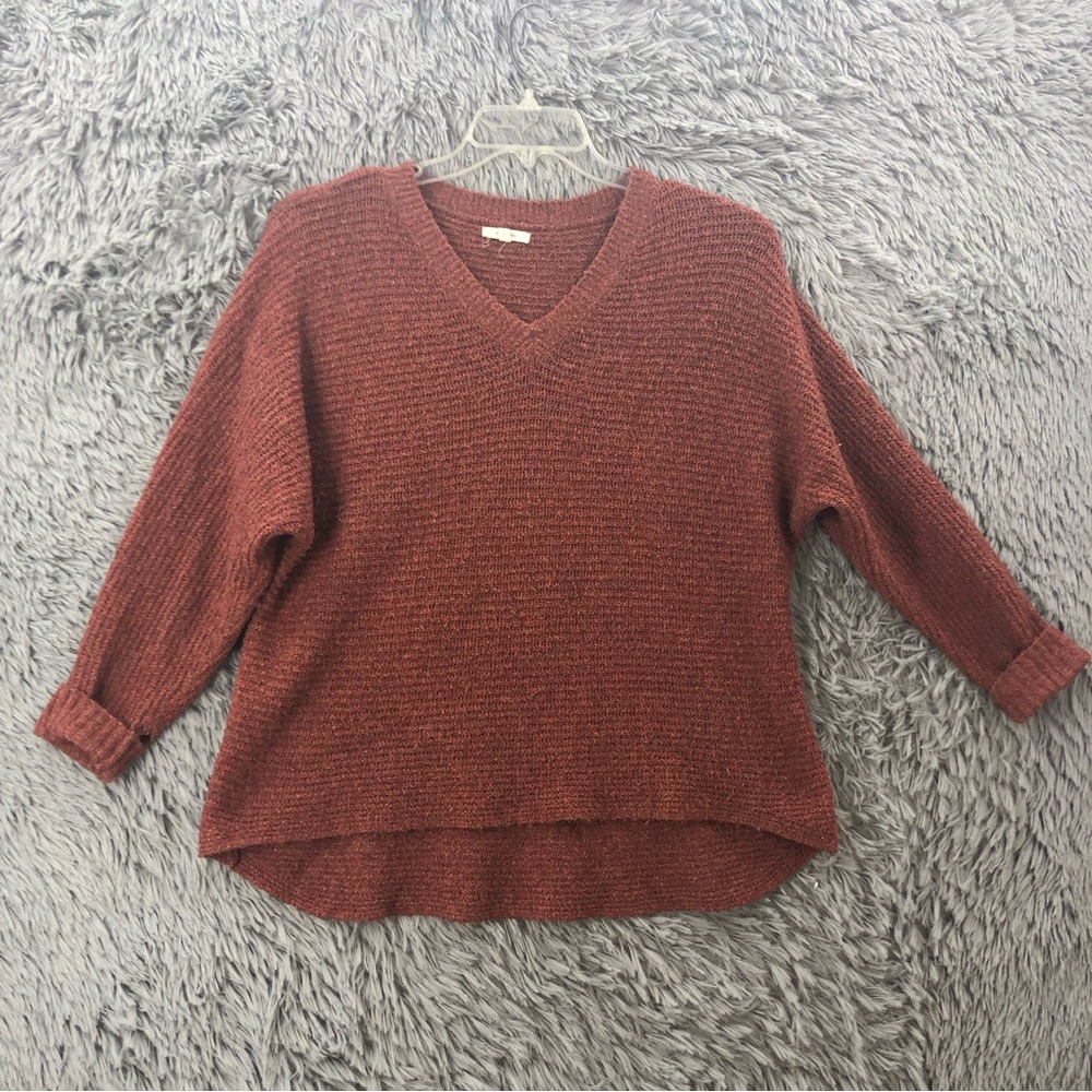 Maurices Sweater Womens Large Vneck Hi Low Ribbed Long Sleeve